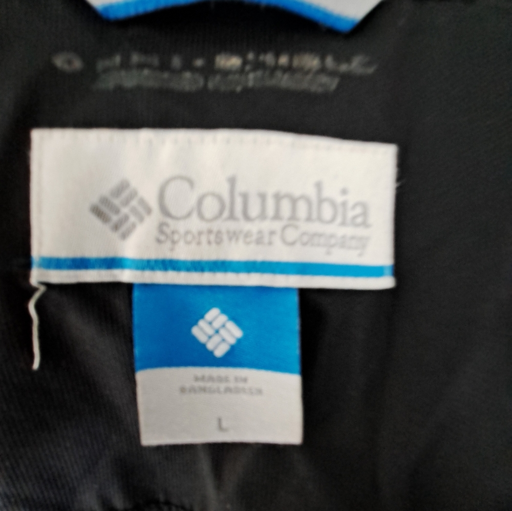 Black rain coat by  Columbia large.